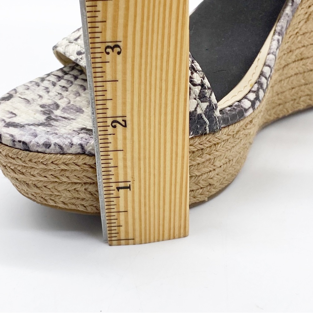 Marc Fisher Leather Animal Print Strappy Woven Heel Wedge 9 - Picture 8 of 14